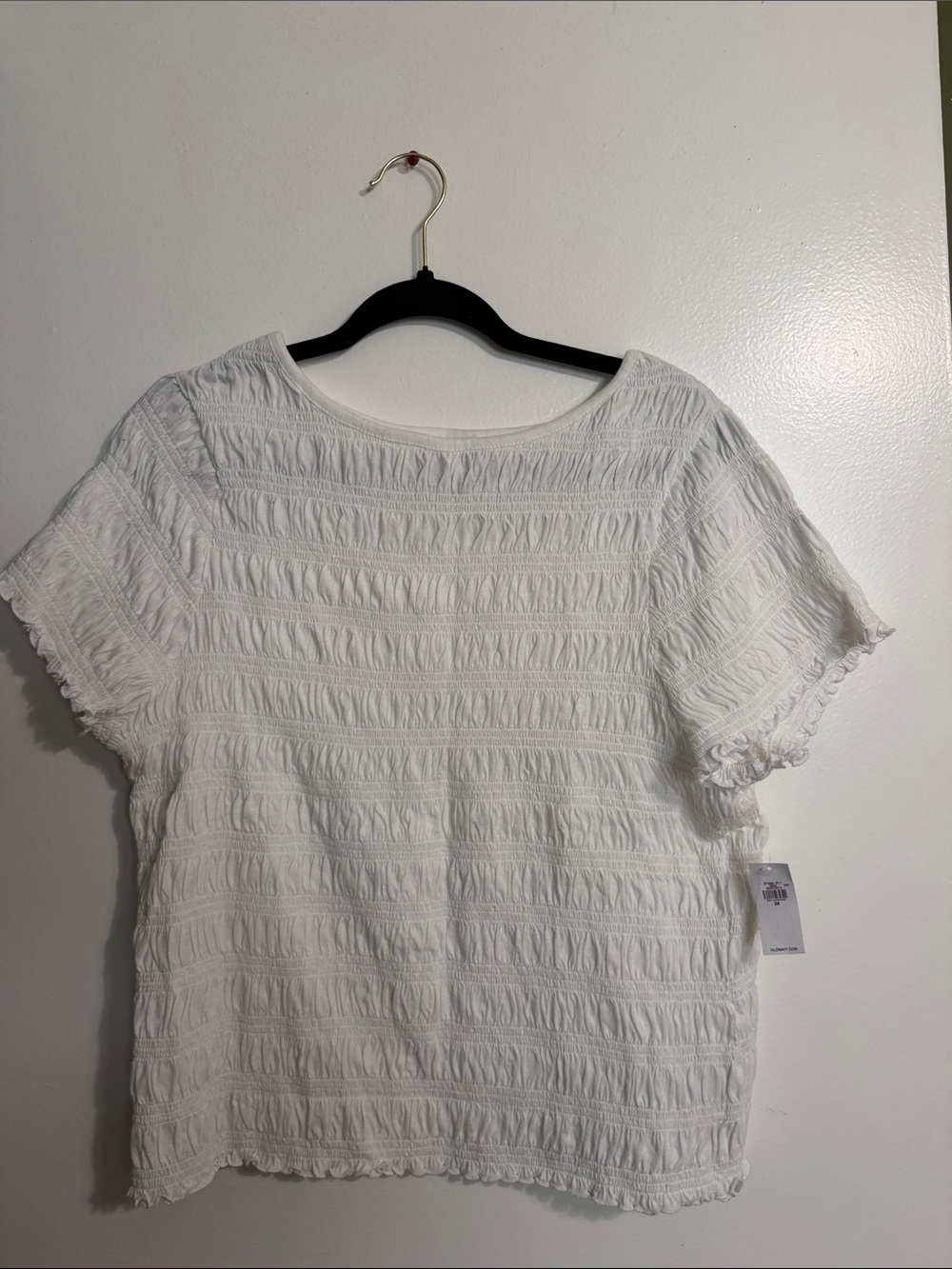 White Textured Short Sleeve Women’s Top
